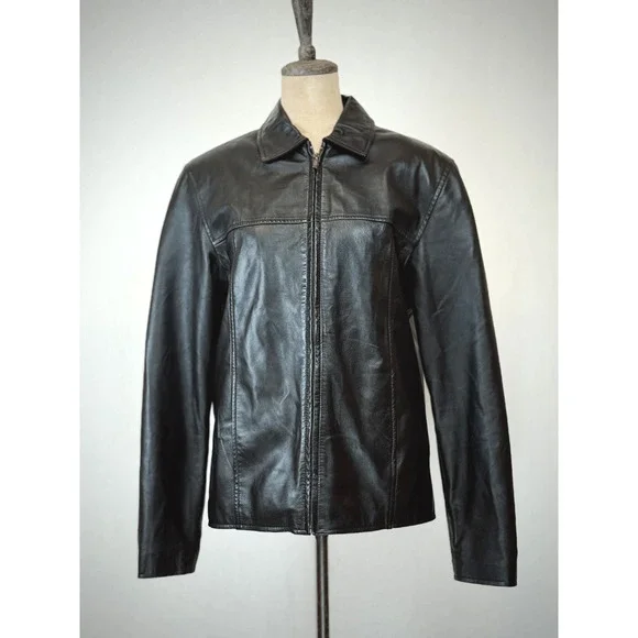 Fionte Italian Black Leather Mens Bomber Jacket XS #1-0164 Italy - Picture 1 of 13